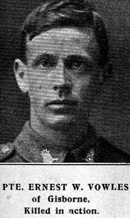 Portrait of Private Ernest William Vowles